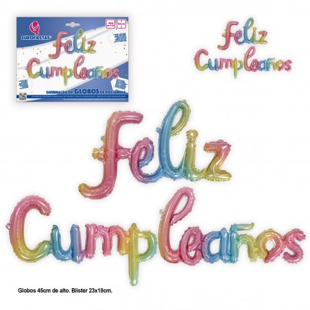 Set Globos Poliamida Feliz Cumpleaños Tonos