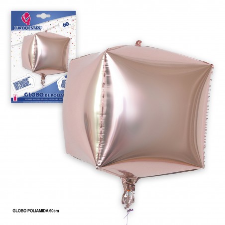 Globo 4d Cuadrado Oro Rosa