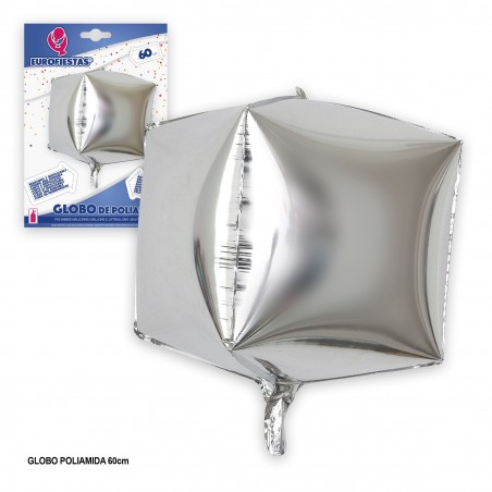 Globo 4d Cuadrado Plata