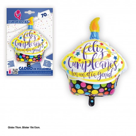 Globo Poliamida Tarta Feliz Cumple 70cm