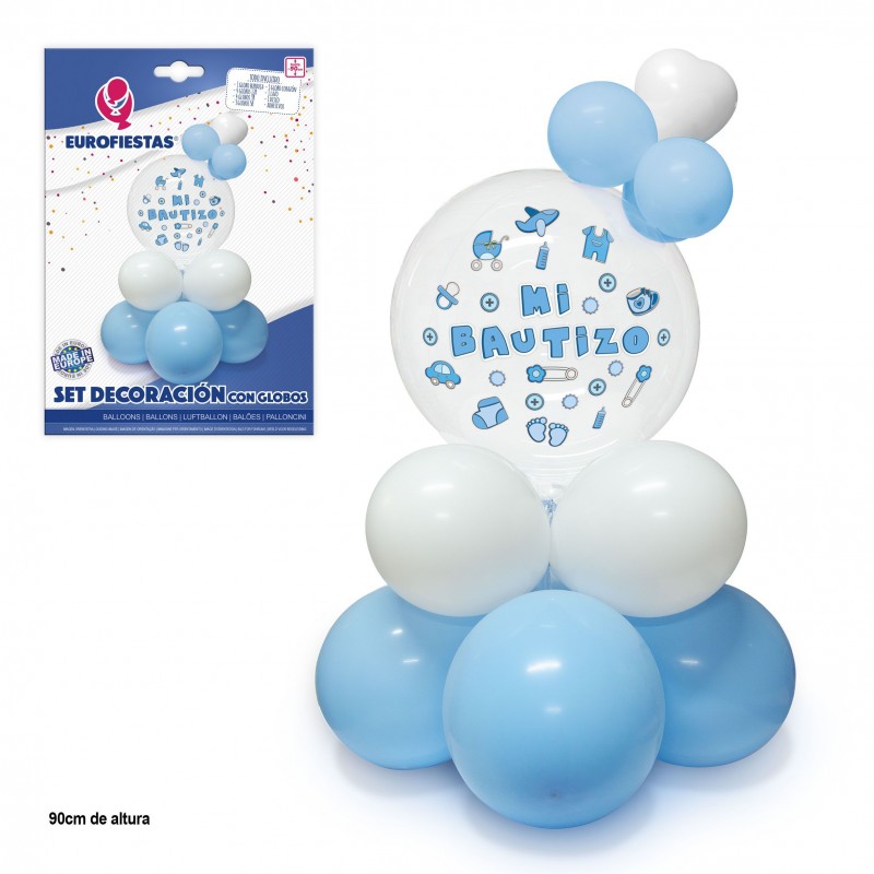 Set globos mi bautizo azul