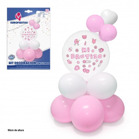 Set Globos Mi Bautizo Rosa
