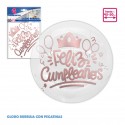 Globo Burbuja+pegatinas Cumpleaños Oro Rosa