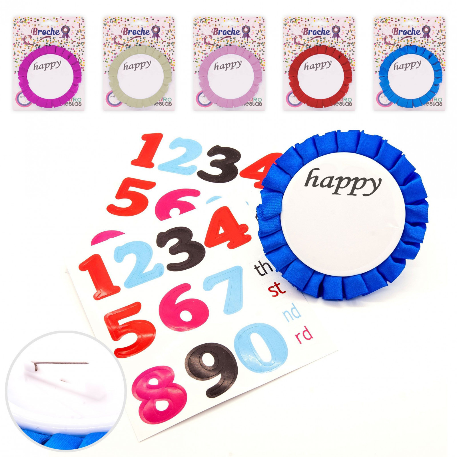 Broche happy con pegatinas