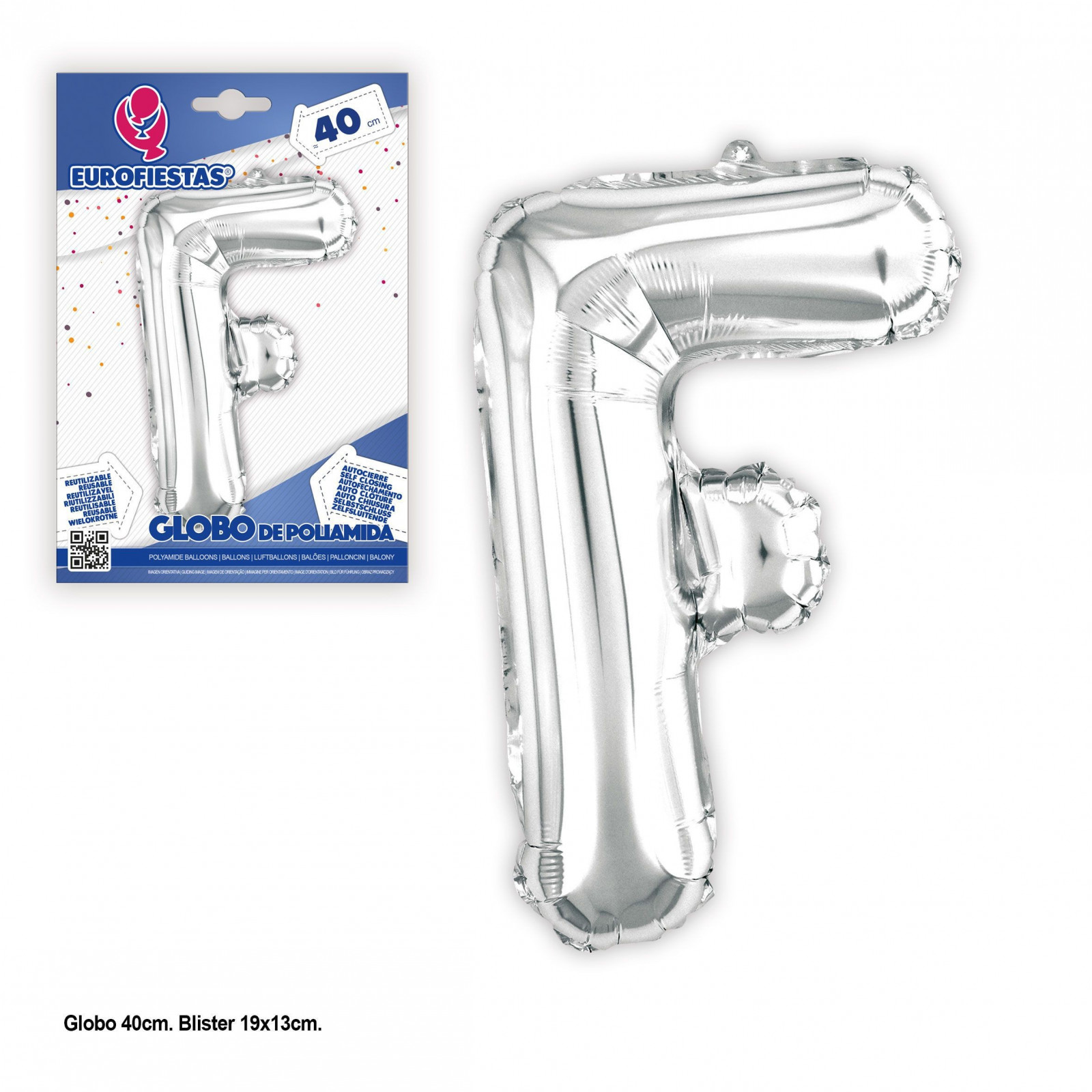 Globo poliamida 40cm. plata brillo f