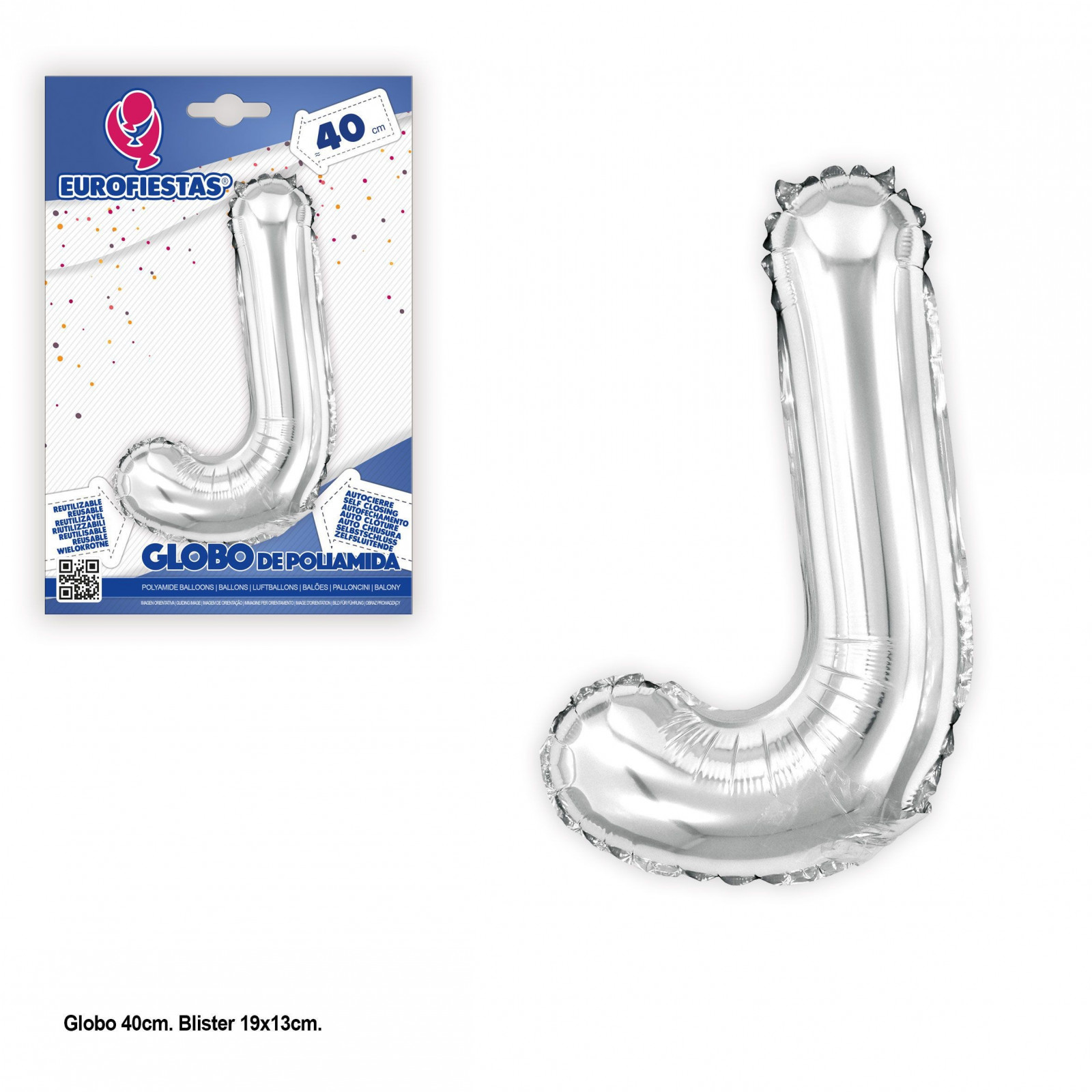 Globos poliamida 40cm plata brillo j