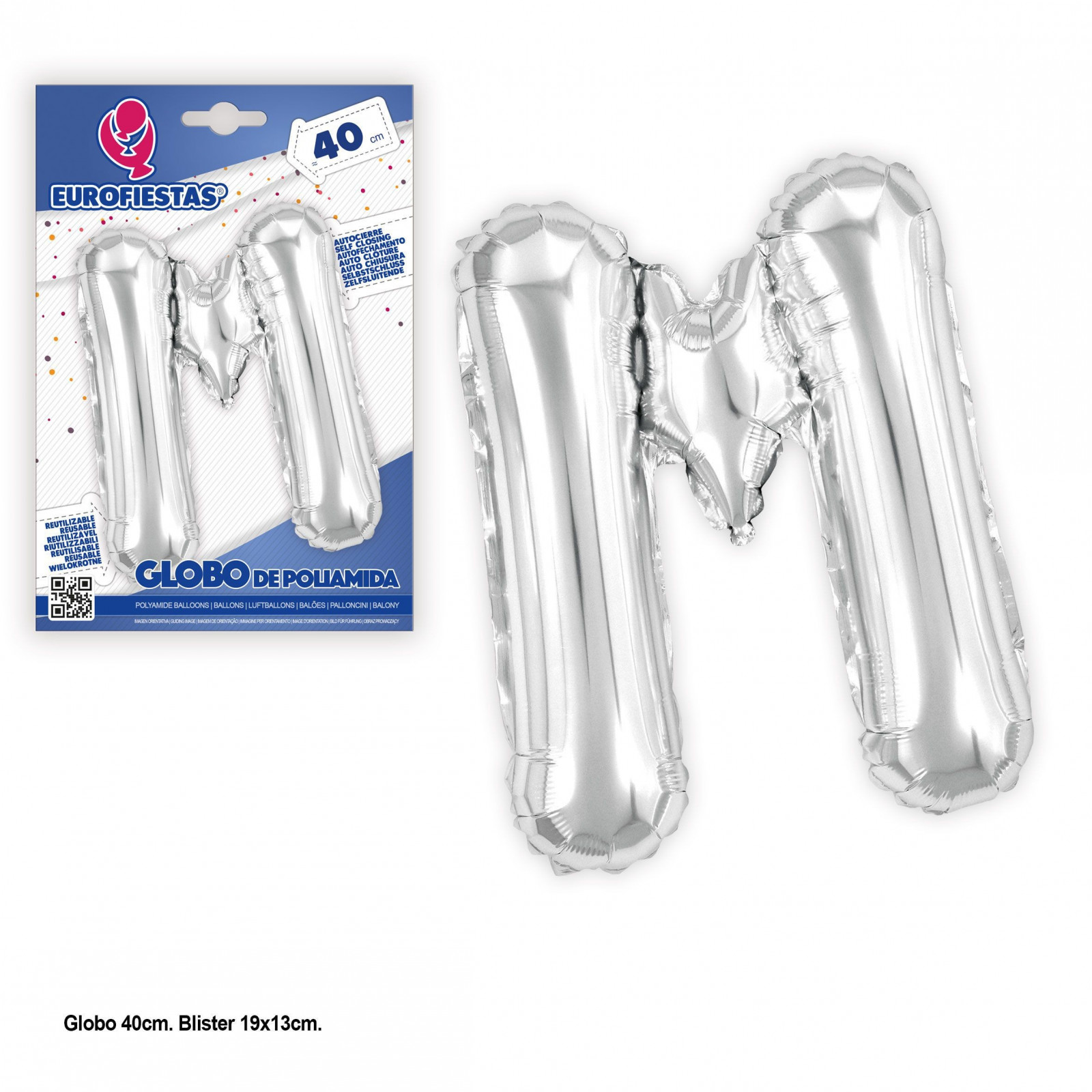 Globos poliamida 40cm plata brillo m