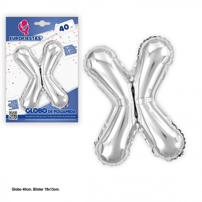 Globo Poliamida 40cm Plata Brillo X Globo Poliamida 40cm Plata Brillo X