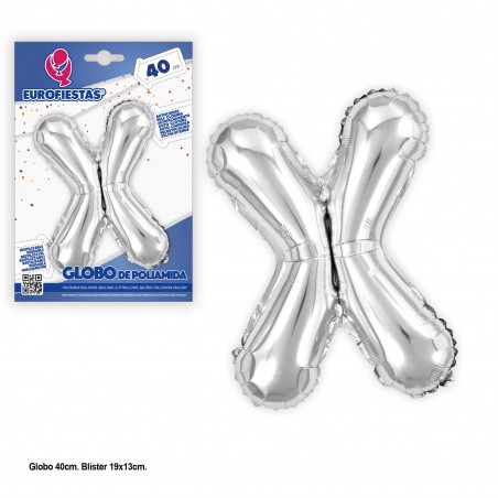 Globo Poliamida 40cm Plata Brillo X