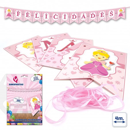 Guirnalda Felicidades Rosa