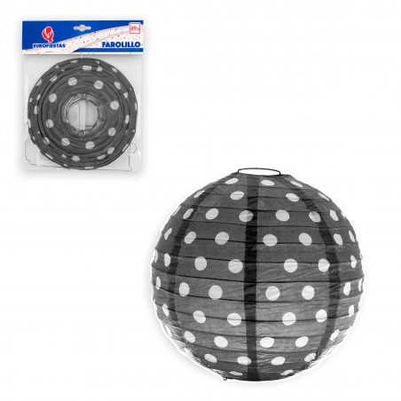 Farolillo Redondo 20cm Lunares Negro