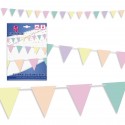 Guirnalda de banderines en tonos pastel para decoración de eventos