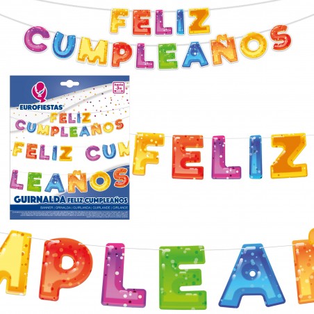 Guirnalda feliz cumple letras colores