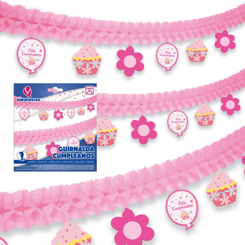 Guirnalda Papel Feliz Cumpleaños Rosa Guirnalda Papel Feliz Cumpleaños Rosa