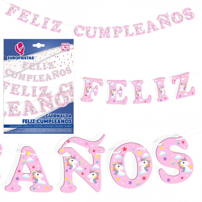 Guirnalda Feliz Cumpleaños Unicornio Rosa Guirnalda Feliz Cumpleaños Unicornio Rosa