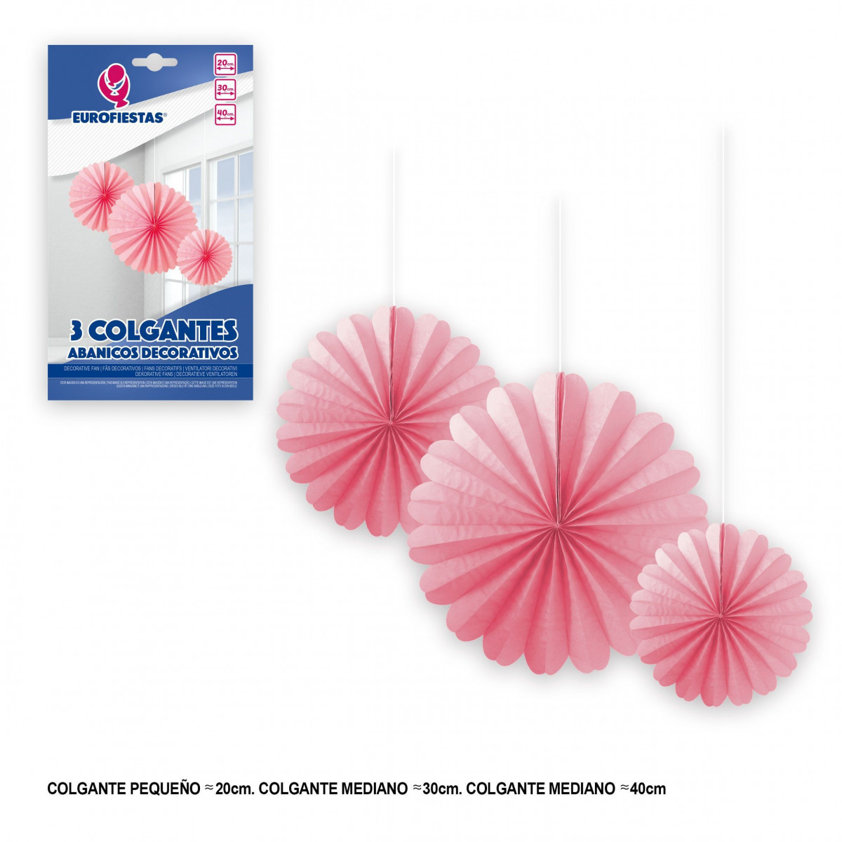 Set 3 pompones rosa decorativos para colgar