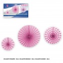 Set 3 pompones rosas decorativos para colgar 