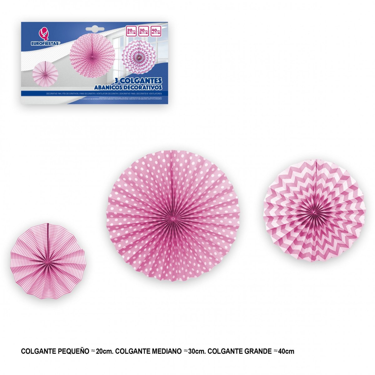 Set 3 pompones rosas decorativos para colgar 