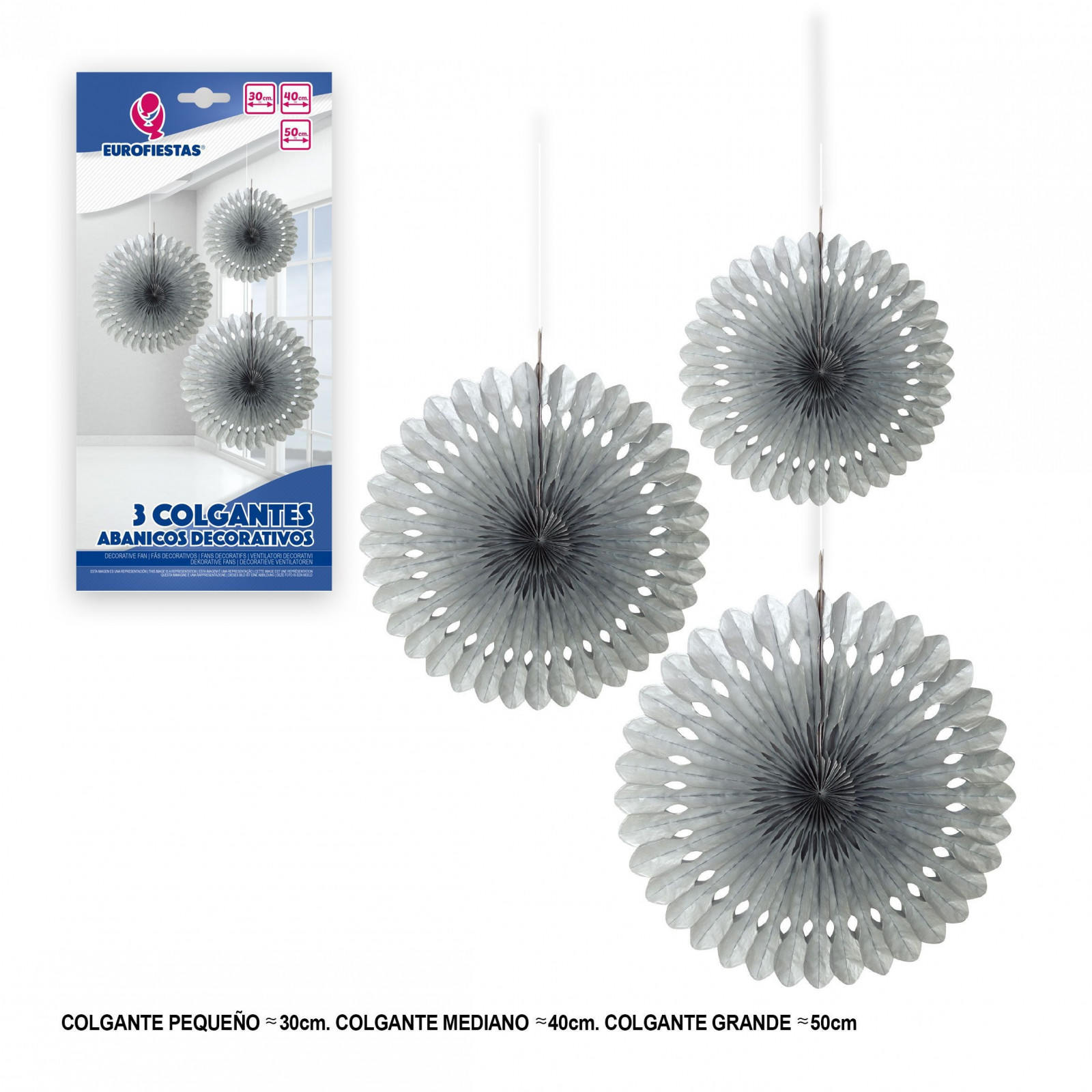 Set 3 colgantes decorativos plata