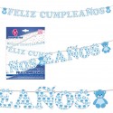 Guirnalda feliz cumpleaños osito celeste