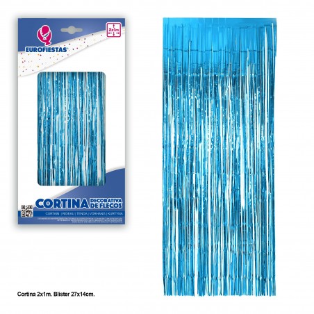 Cortina Decorativa Flecos Celeste