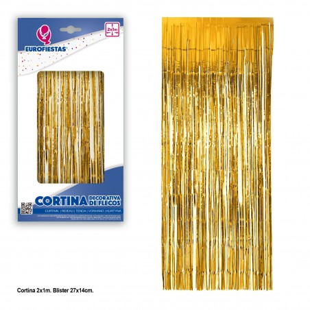 Cortina decorativa flecos oro