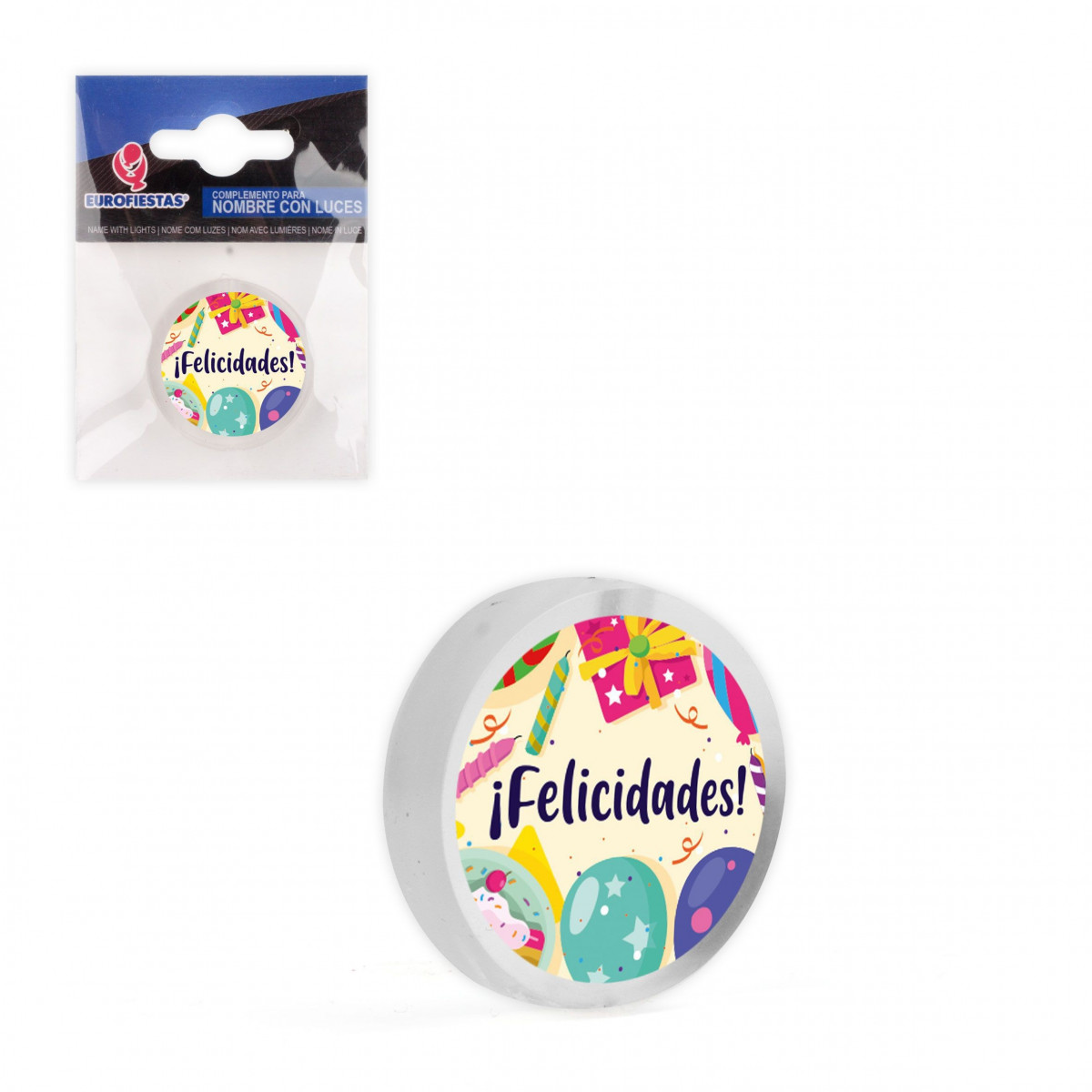 Nombre led circulo felicidades