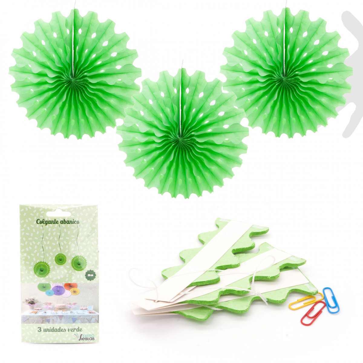 Set 3 pompones verdes 20cm