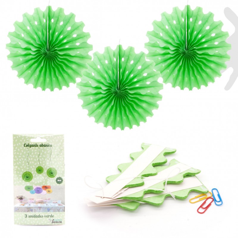 Set 3 pompones verdes 20cm