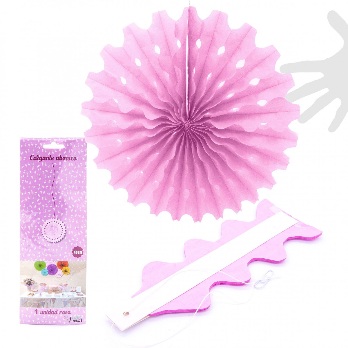 Pompones colgante rosa 40cm.