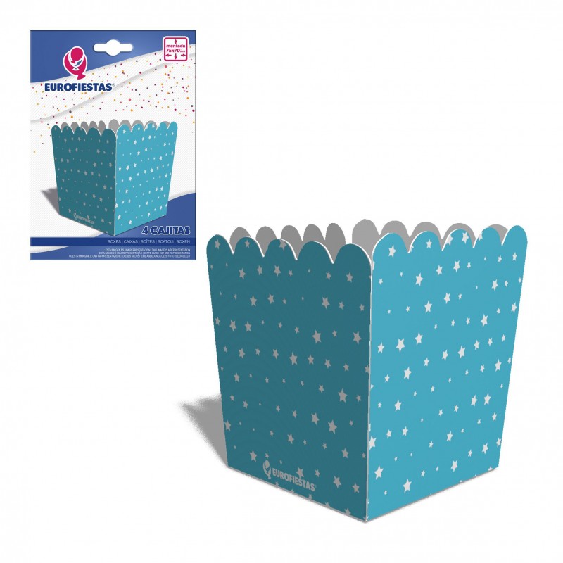 Caja chuches palomita 4 estrellas azul