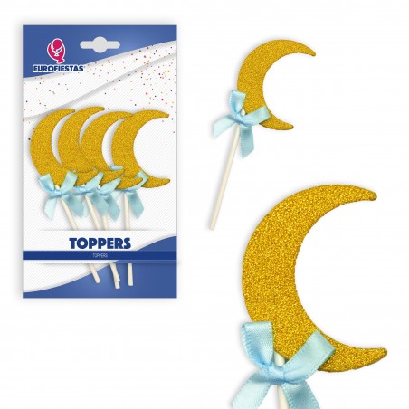 Topper Luna Oro Lazo Azul
