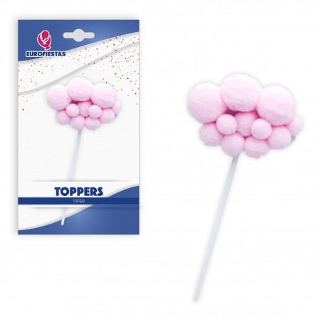 Topper Nube Pompones Rosa