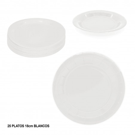 Platos 18cm 25 blancos