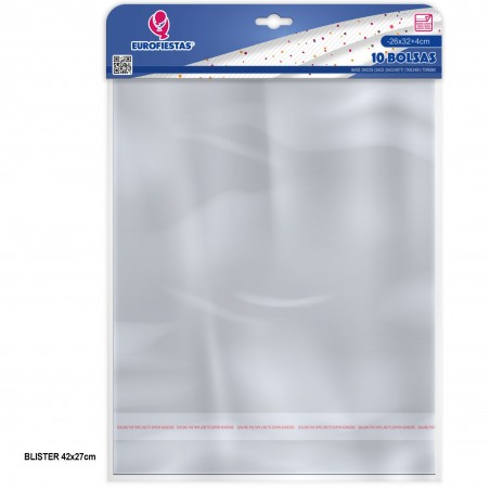Pack de 10 Bolsas de Celofán con Cierre Adhesivo Ideal para Eventos