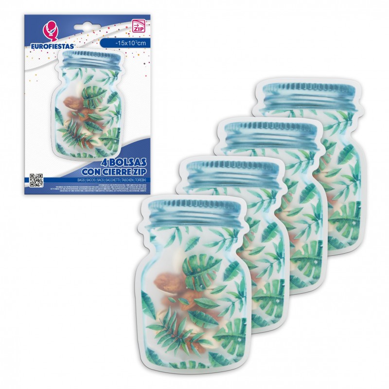 Bolsa zip 4pcs bote hojas verdes peq