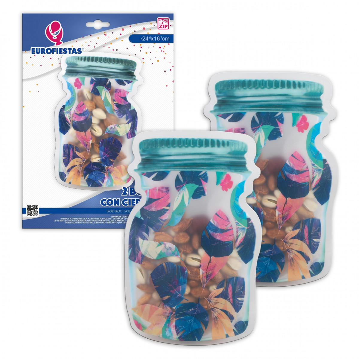 Bolsa zip 2pcs bote hojas azules gr