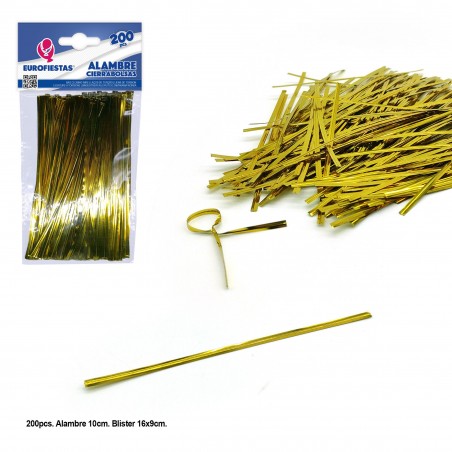 Alambre Cierra Bolsas 10cm Oro