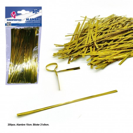 Alambre Cierra Bolsas 15cm Oro