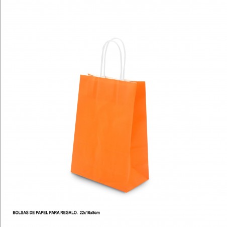 Bolsa Papel 22x18x8cm Naranja