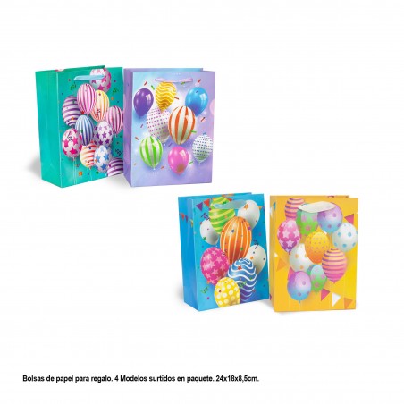 Bolsa regalo globos colores 4mds peq