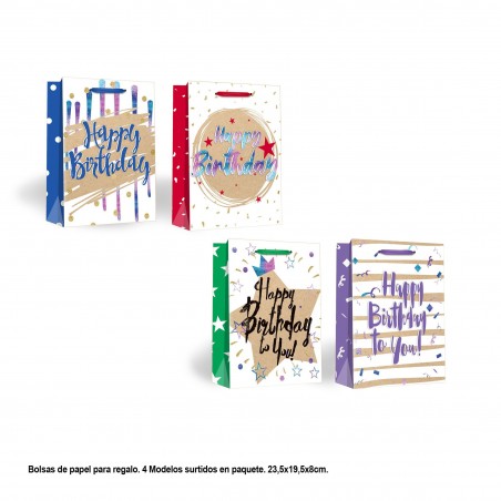 Bolsa Regalo Happy Birthday Brush 4 Modelos Pequeña