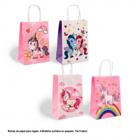 Bolsa Regalo Unicornio Pink 4 Modelos Pequeña
