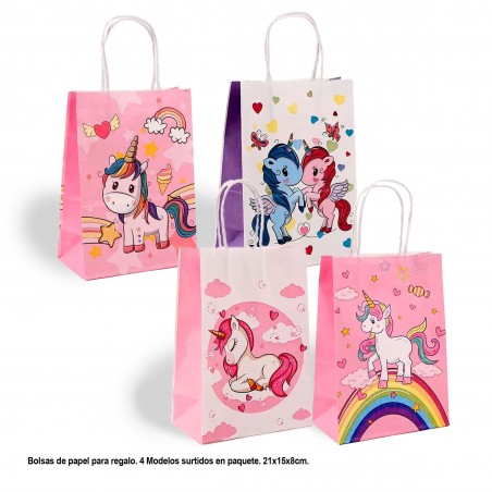 Bolsa regalo unicornio pink 4 modelos grande