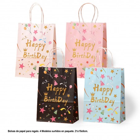 Bolsa Regalo Happy Birthday Deco 4 Modelos Grande