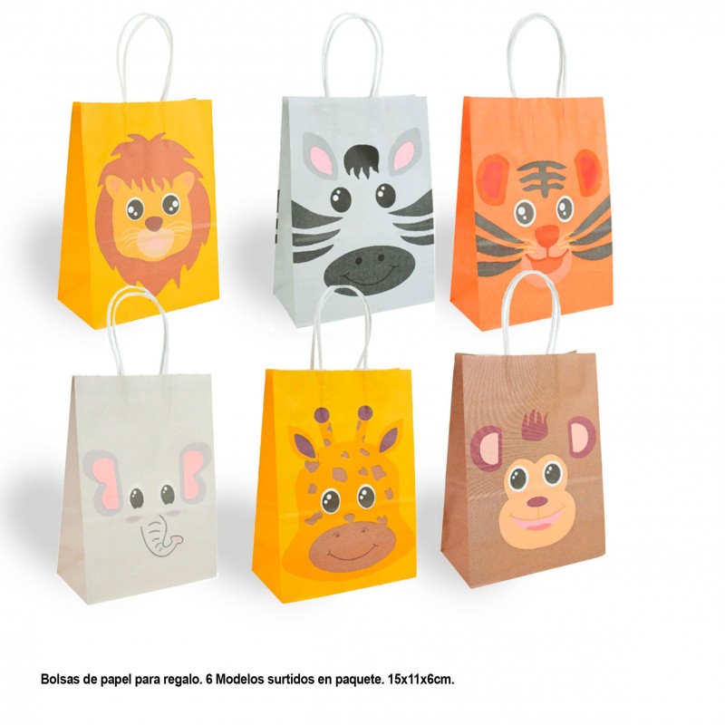 Bolsa regalo animales 6 modelos surtidos pequeña