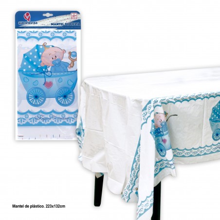 Mantel 220x132cm Carrito Azul