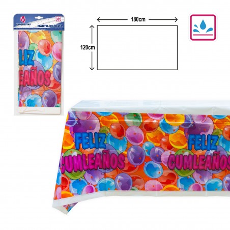 Mantel de Plástico Feliz Cumpleaños Diseño Colorido y Resistente