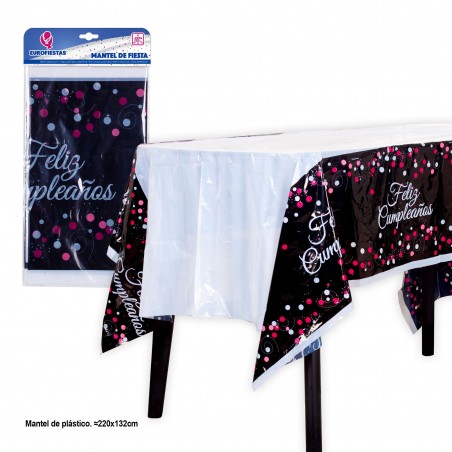 Mantel 220x132 Coleccion Negro Rosa