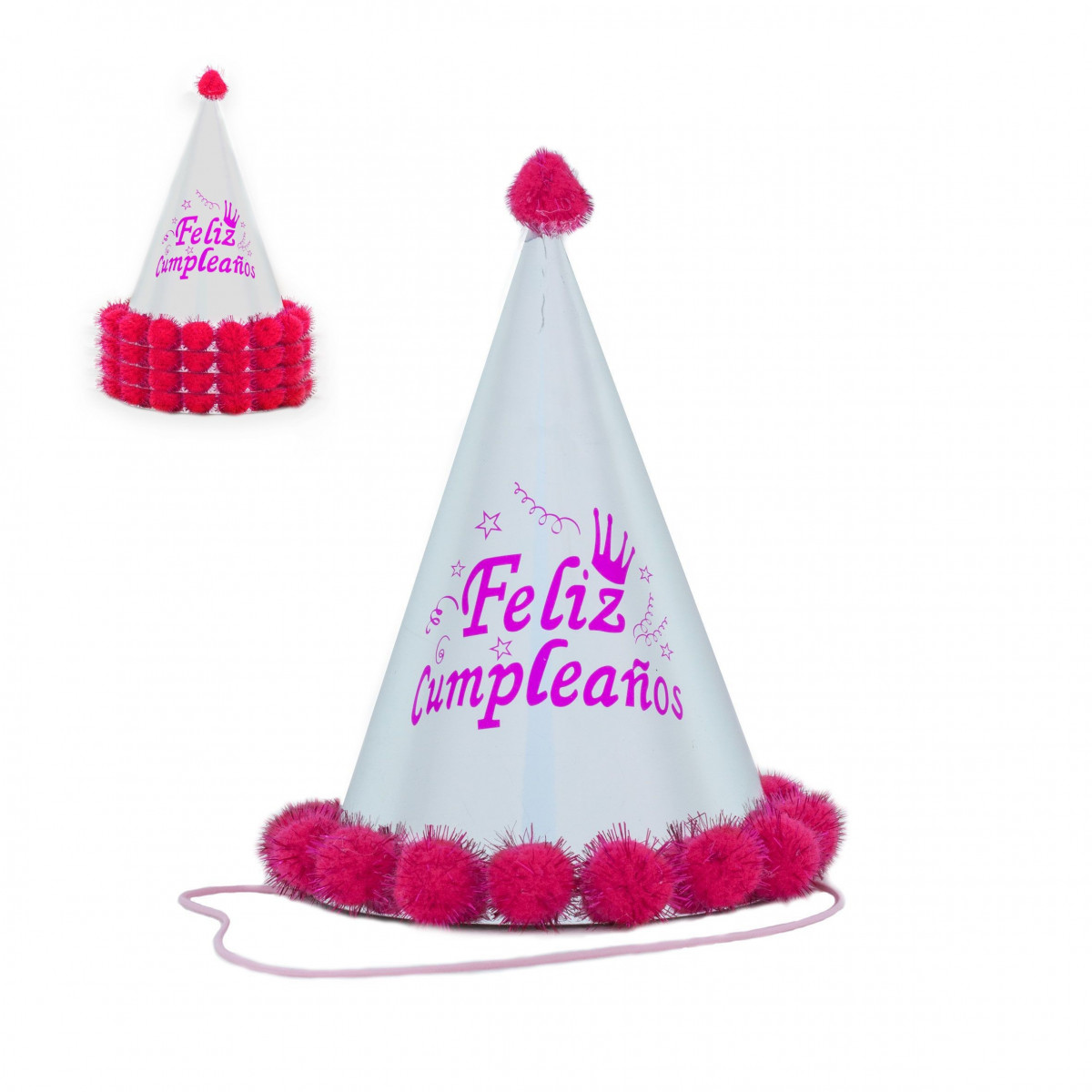 Gorro pompones 24cm rosa